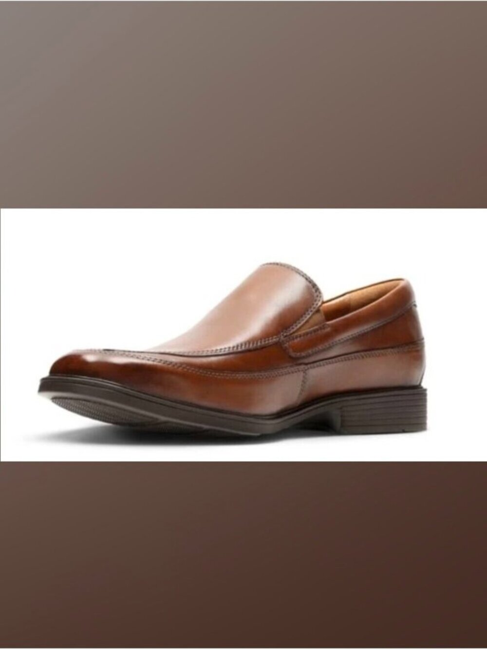 Clarks Men's  Loafer Shoes Tilden Free Cognac Leather Slip On Ortholite Size 7 - Picture 4 of 12